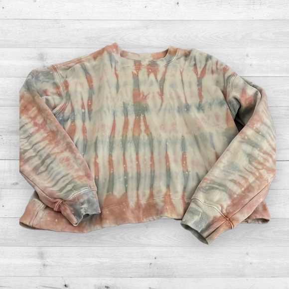 Velvet Sweaters - Velvet pink and blue tie-dye crop sweater